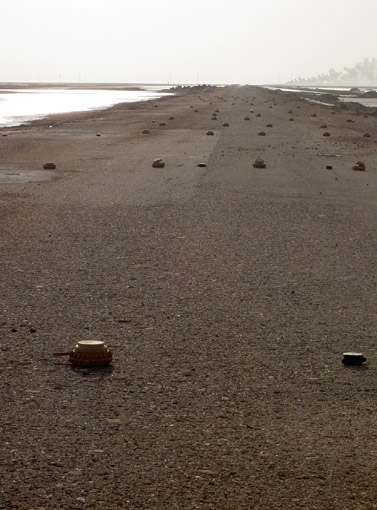 [Various landmines on road south of Basra]