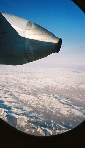 [aerial shot of Mongolia in snow]