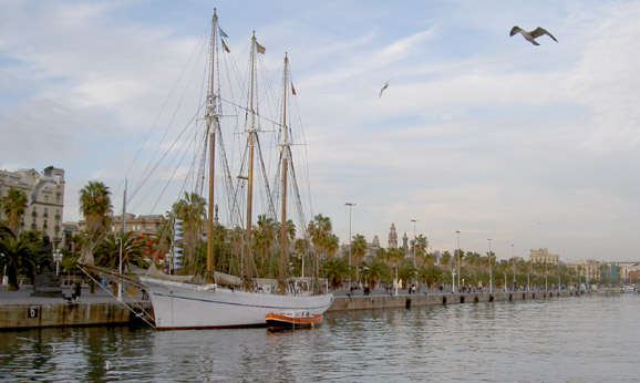 [schooner on marina]