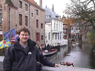 [Mike in front of canal in Bruges]