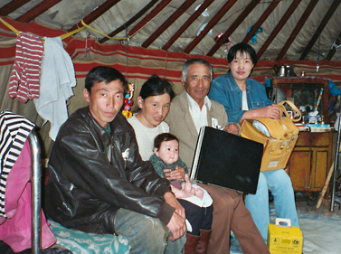 [family in ger hut]