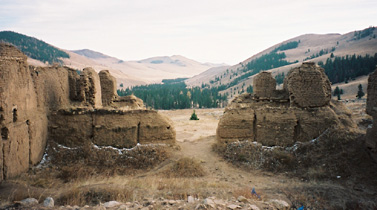 [Monastery ruins in Mongolia]