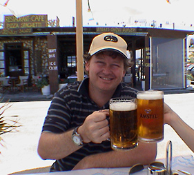 [Mike drinking on Paros]