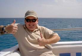 [Mike on boat, Red Sea]